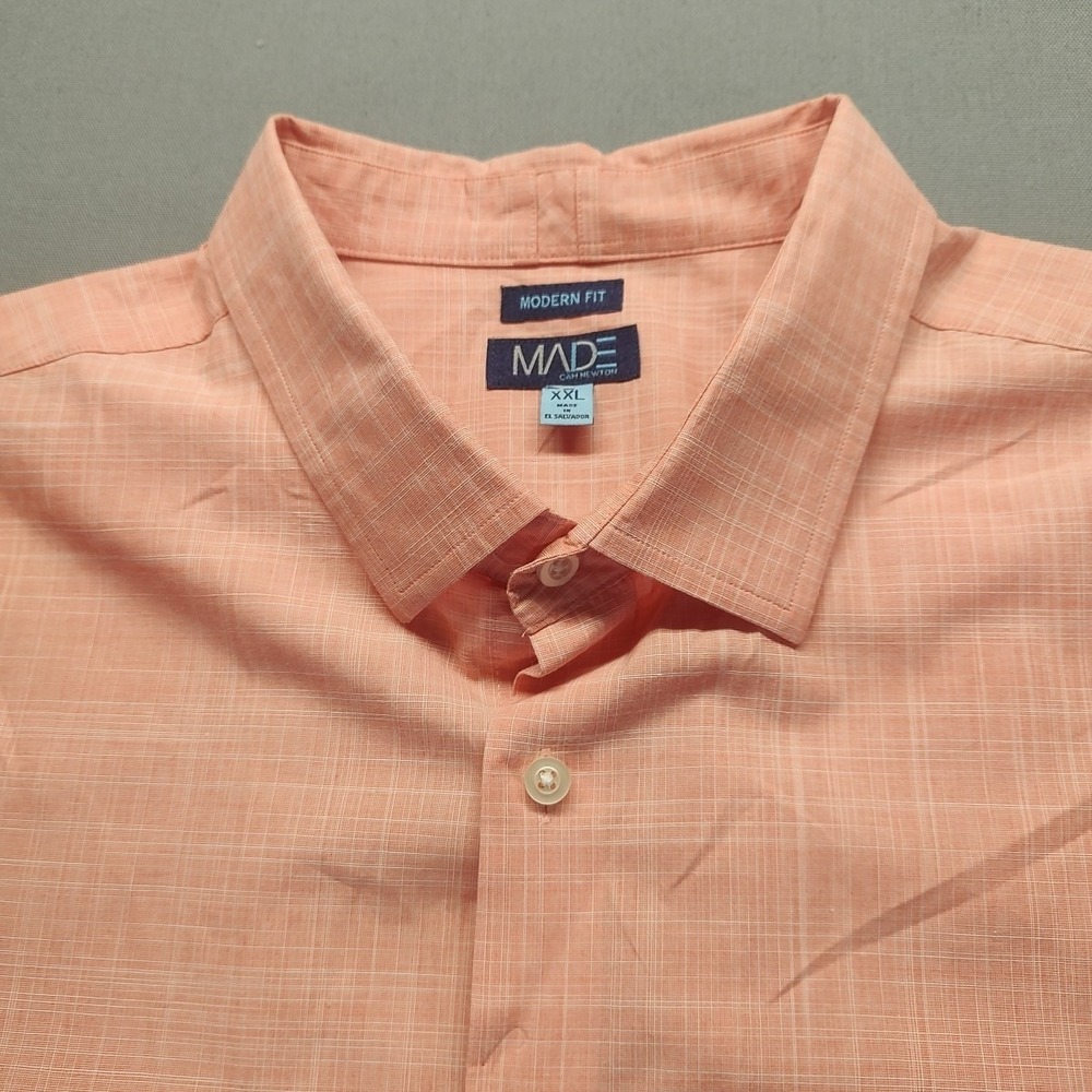 Made Cam Newton Men's Orange Short‎ Sleeve Dress Shirt Size XXL